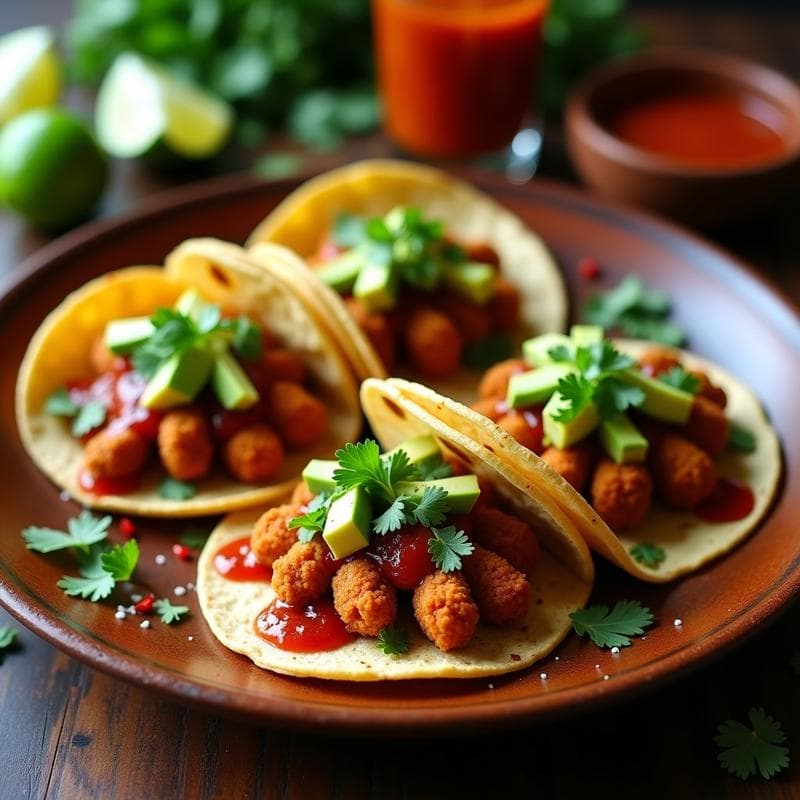 Tacos de Carne de Soja Texturizada con Salsa de Tamarindo: Receta Mexicana Vegana en 20 Minutos