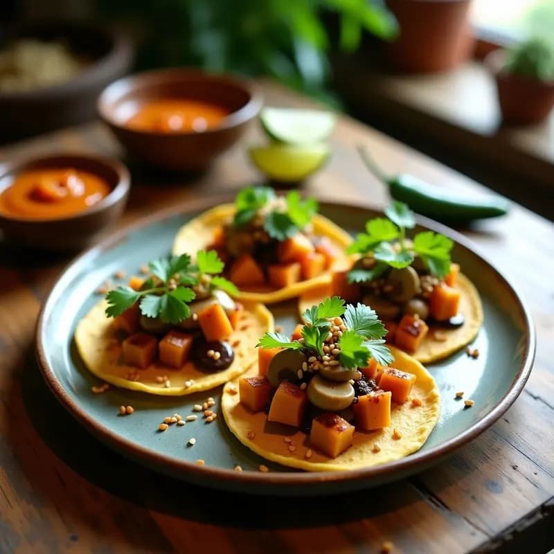 Tacos de opo de taro y hongos shiitake: receta vegana hawaiana con salsa de tamarindo y jengibre