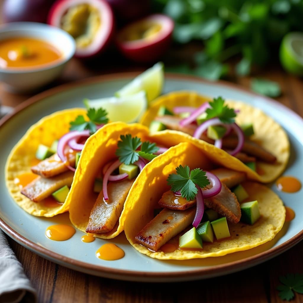 Tacos de Tiburón Marinado en Cítricos con Salsa de Maracuyá: Receta Mexicana Exótica y Baja en Calorías