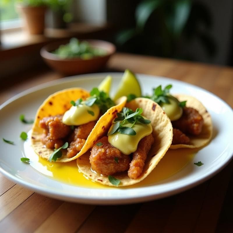 Tacos de Totopo con Salsa de Yuzu y Aguacate: Receta Mexicana Fusion en Airfryer