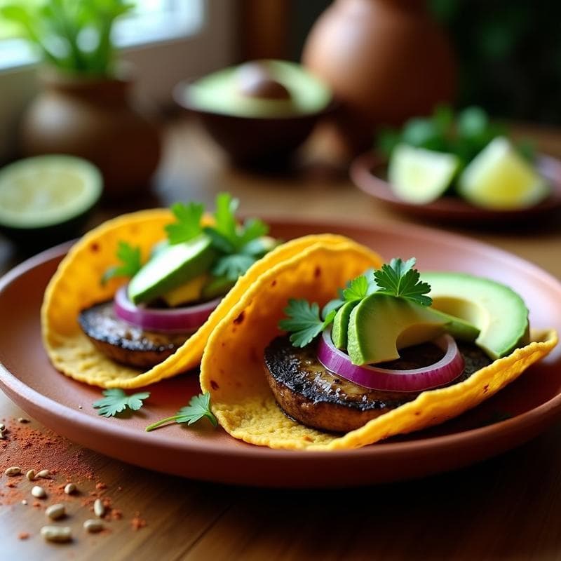 Tacos Veganos de Champiñones Portobello Ahumados: Receta Rápida con Toque a Barbacoa