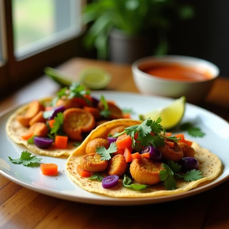 Tacos Veganos de Hongo Ostra: Receta Crujiente con Encurtidos de Zanahoria en 20 Minutos