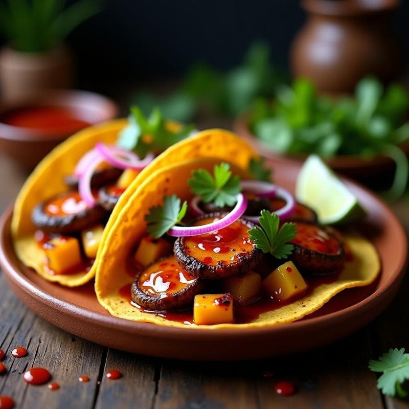 Tacos Veganos de Hongo Ostra al Pastor: Receta Express con Sabor Auténtico en 25 Minutos