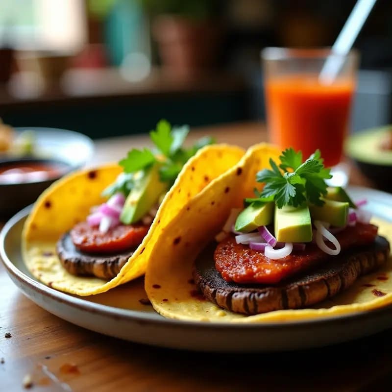 Tacos Veganos de Hongos Portobello Adobados: Receta Express con Sabor a Tacos al Pastor