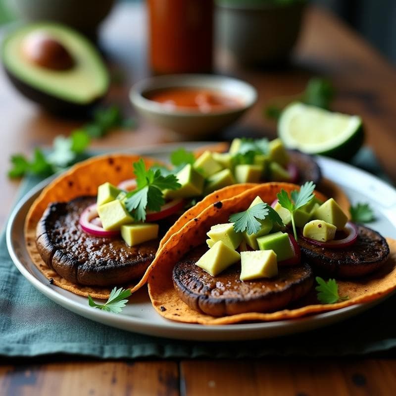 Tacos Veganos de Hongos Portobello al Chipotle: Receta Express con Textura Carnosas
