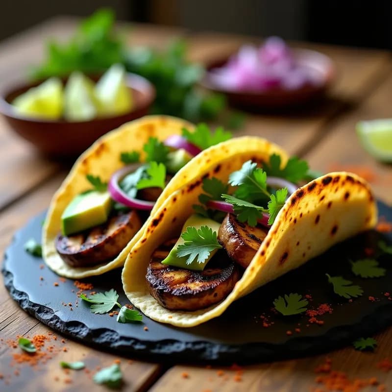 Tacos Veganos de Hongos Portobello: Receta Marinada en 25 Minutos con Toque Ahumado