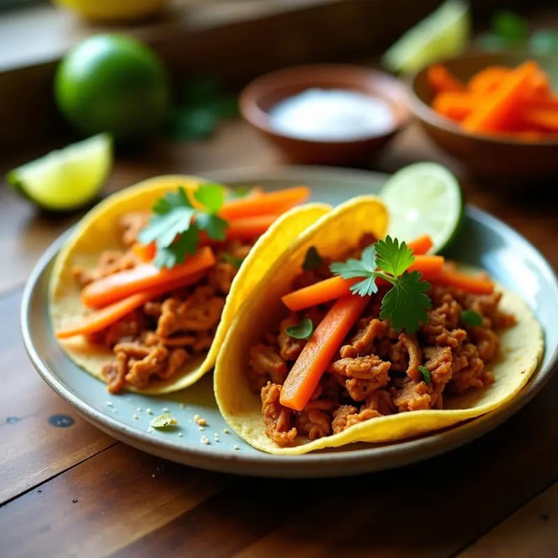 Tacos Veganos de Jackfruit: Receta con Encurtido de Zanahoria y Jalapeño en 20 Minutos