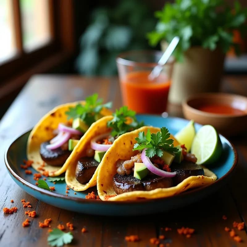 Tacos Veganos de Nopales y Hongos Portobello: Receta Ahumada en Airfryer sin Aceite