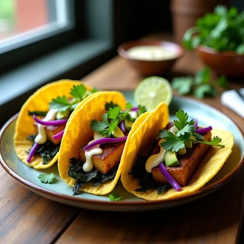 Tacos Veganos de Pescado Ahumado con Algas: Receta Alta en Omega-3 y Sin Gluten
