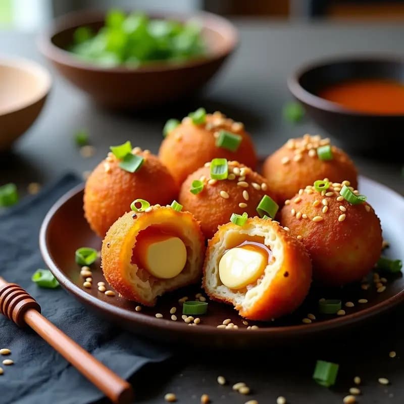 Tacoyaki de Queso de Cabra y Cebolla Caramelizada: Bolitas Japonesas en Airfryer