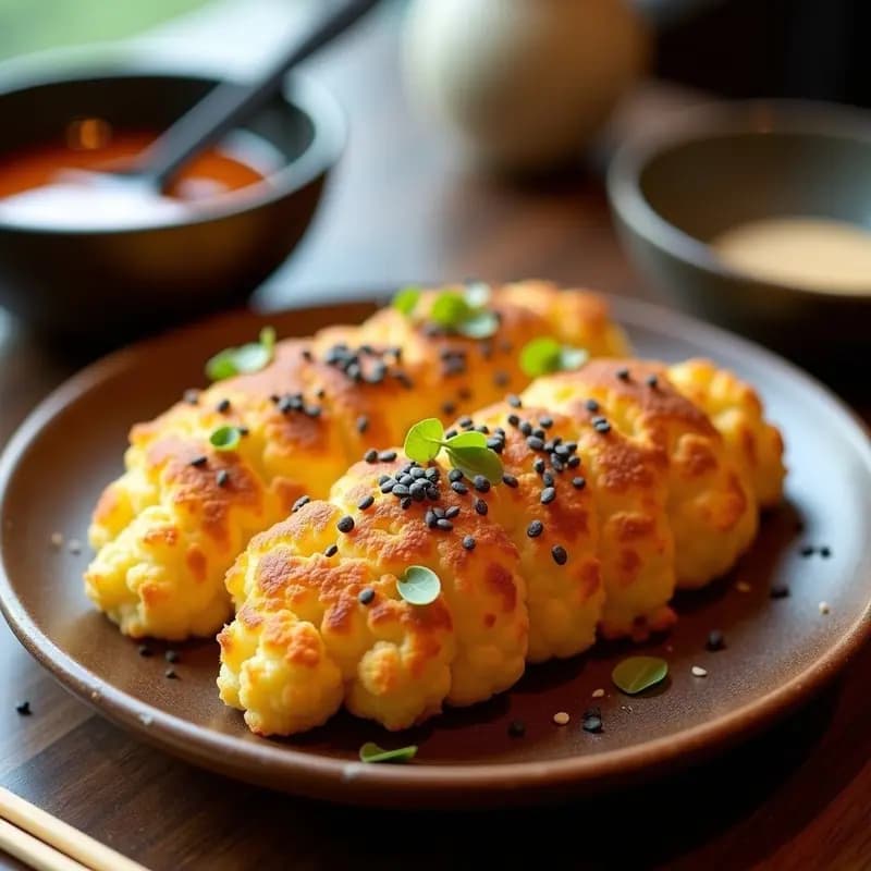 Tacoyaki Vegano de Coliflor y Queso de Anacardos: Receta Japonesa en Airfryer sin Gluten