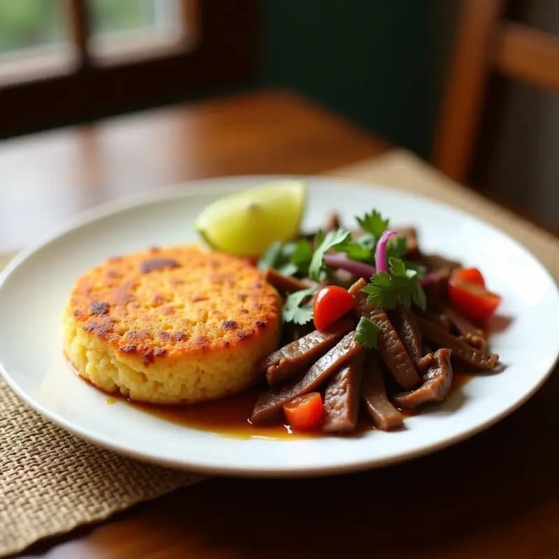 Tacu Tacu Peruano con Lomo Saltado: Receta de Desayuno Energético con Arroz y Frijoles en Sartén