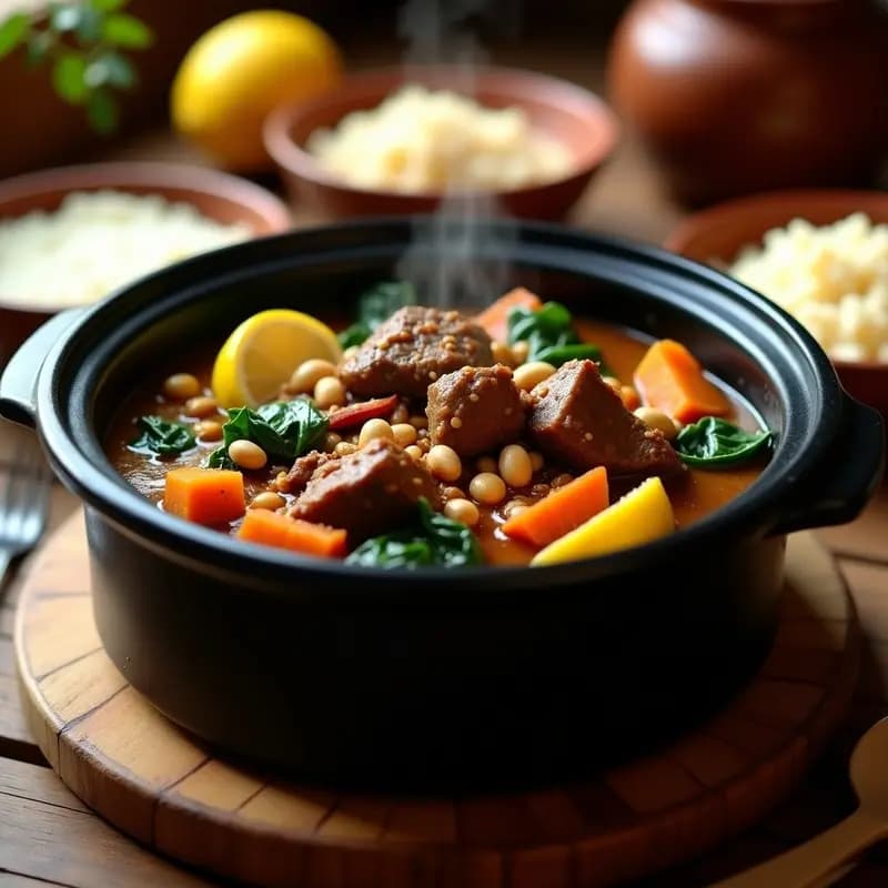 Tadin de Cordero Senegalés con Cacahuetes y Verduras: Receta Africana en Olla Lenta