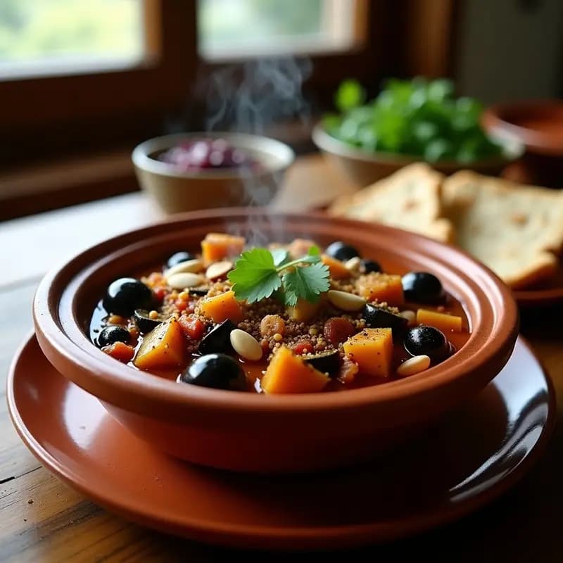 Tagine de Berenjena y Aceitunas: Estofado Marocí con Especias Ras el Hanout
