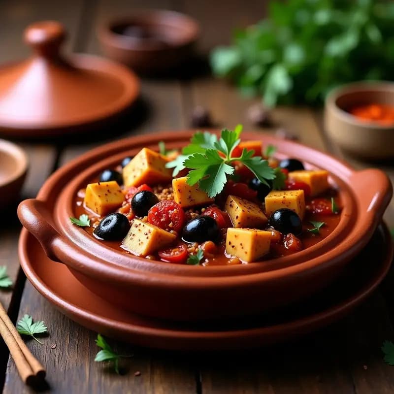 Tagine de Berenjena y Aceitunas: Estofado Marroquí Vegano en Olla Lenta