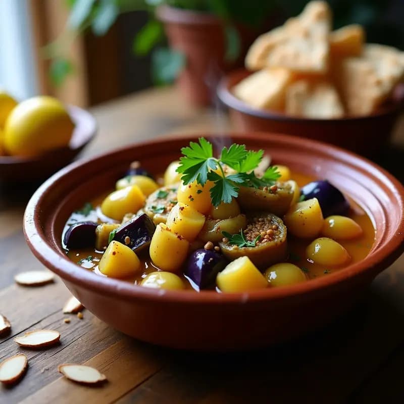 Tagine Marroquí de Berenjena y Alcachofa con Salsa de Limón Confitado: Receta Slow Cooker