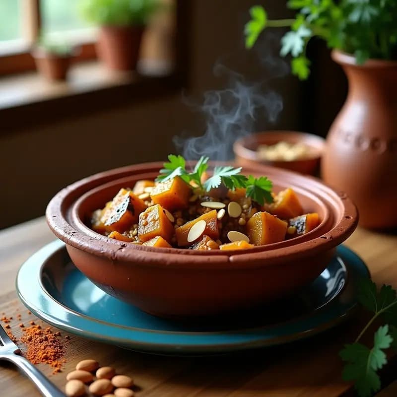 Tagine de Berenjena y Almendras: Receta Marroquí Vegana y Sin Gluten en Olla Lenta