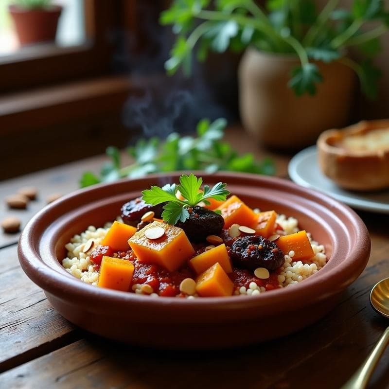Tagine de Calabaza y Ciruelas Pasas con Especias de Ras el Hanout: Receta Vegana en Olla Express