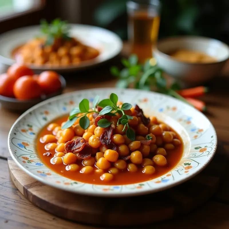Tagine de Calabaza y Garbanzos con Tocino de Coco: Estofado Marroquí Vegano y Reconfortante