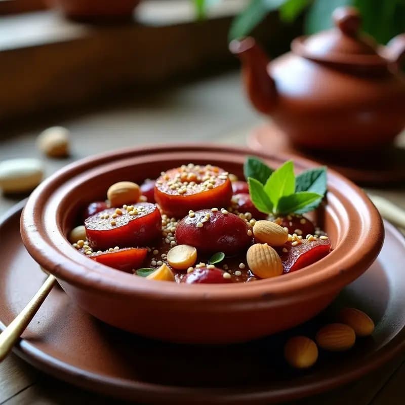 Tagine de Ciruelas y Almendras: Postre Marroquí Tradicional Sin Azúcar