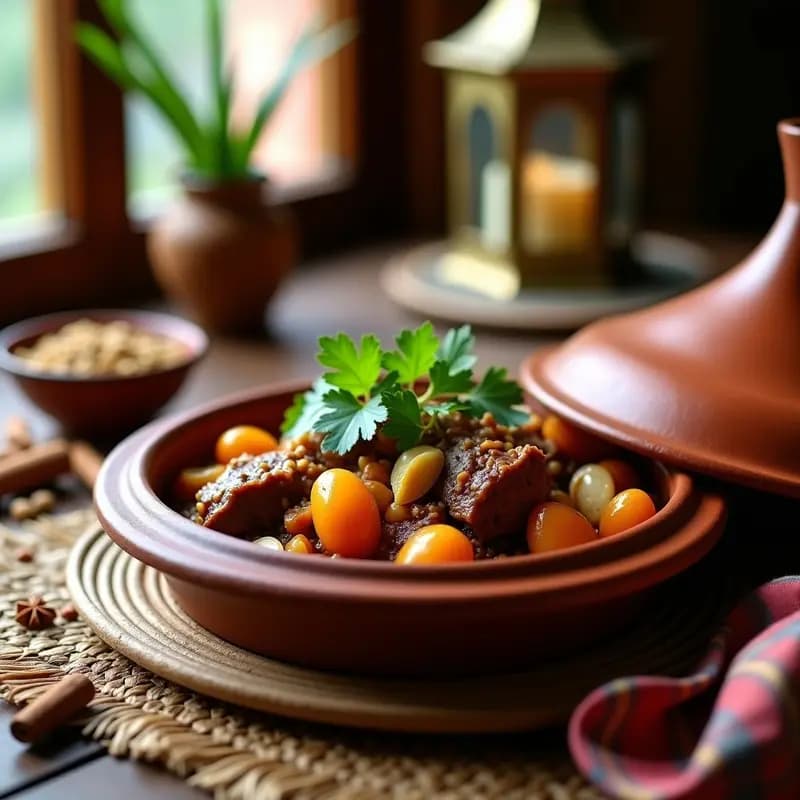 Tagine de Cordero con Albaricoques y Almendras: Receta del Norte de África en Olla de Barro