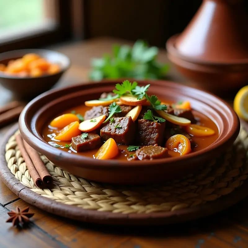 Tagine de Cordero con Albaricoques Secos y Almendras: Receta Marroquí Dulce-Salada en Tagine