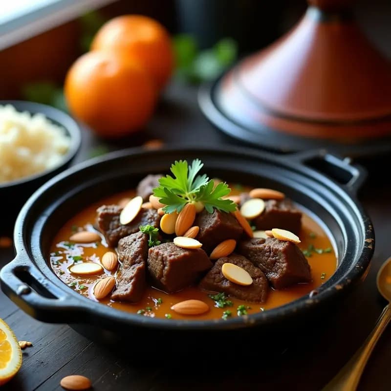 Tagine de Cordero con Cítricos y Almendras: Receta Marocí en Olla Lenta y Reconfortante