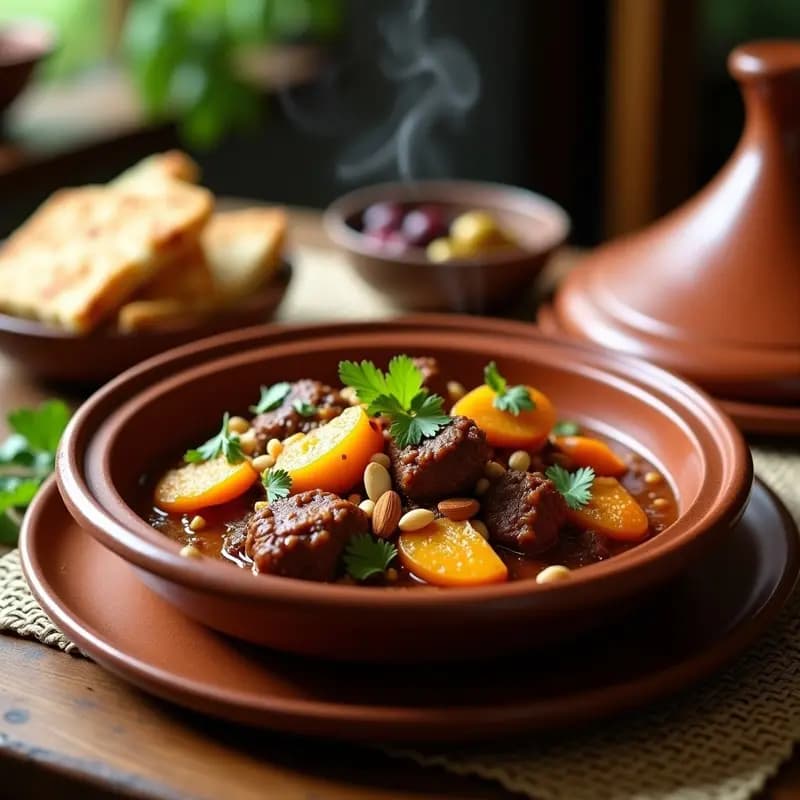 Tagine de Cordero con Durazno y Almendras: Receta Marroquí Tradicional en 1 Hora