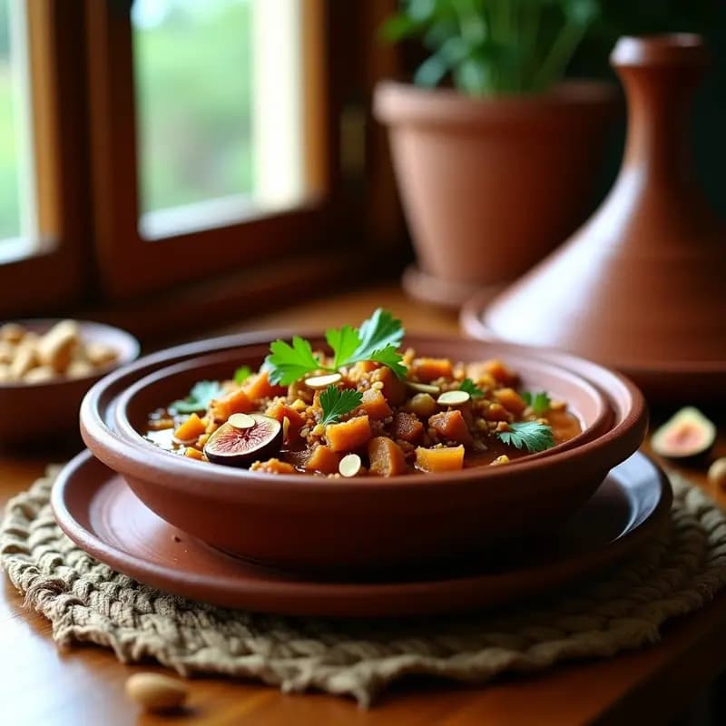 Tagine de Cordero con Higos y Almendras: Receta Marocí Vegana con Toque de Canela