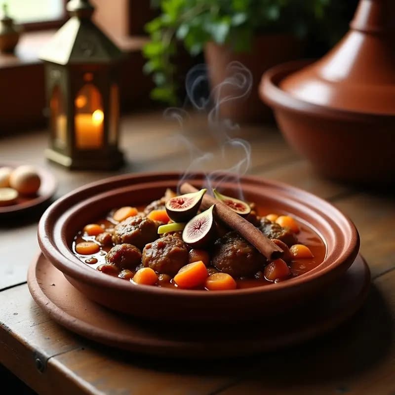 Tagine de Cordero con Higos Secos y Canela: Guiso Marroquí de Fuego Lento