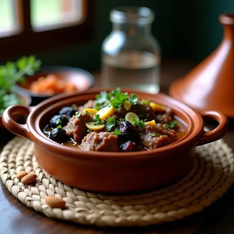 Tagine de Cordero con Prunes y Almendras: Receta Marroquí de Resistencia en Olla de Barro