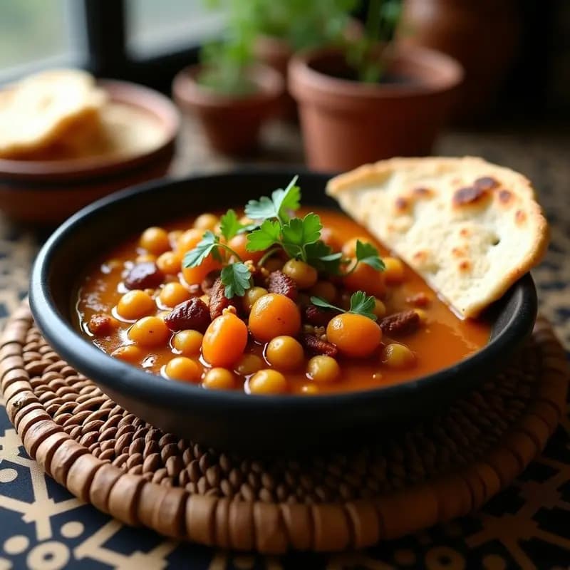 Tagine de Garbanzos y Albaricoques: Estofado Marroquí Dulce y Especiado en Olla Lenta