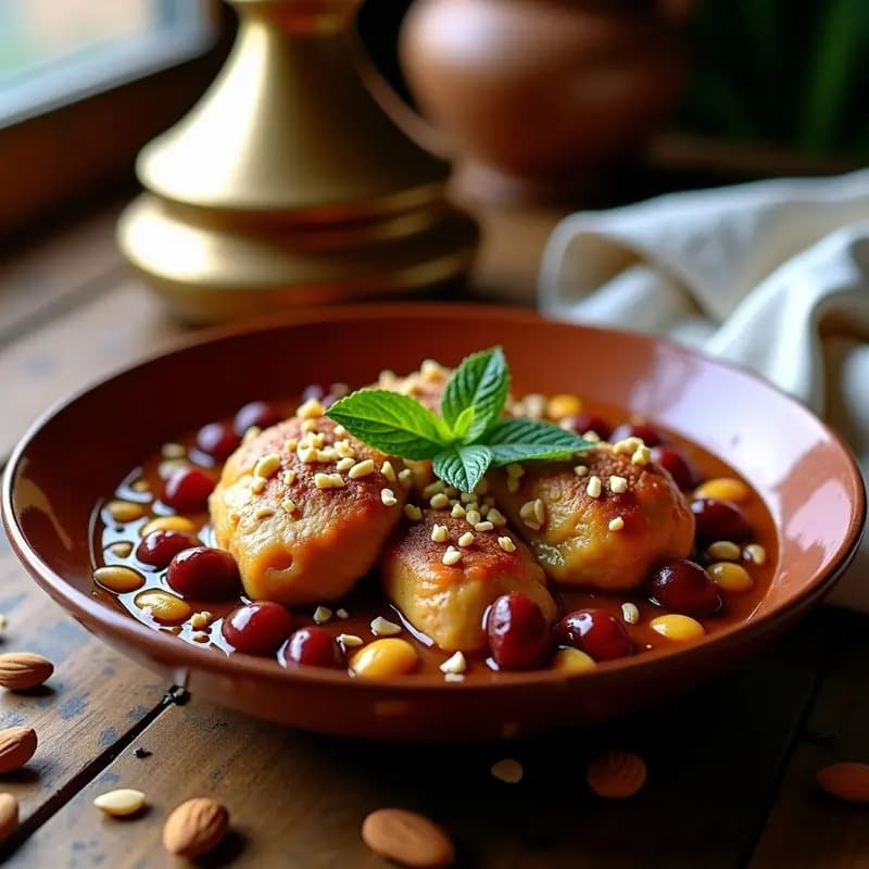 Tagine de Pollo con Ciruelas y Almendras: Receta Marokí en Olla Lenta con Toque Dulce Salado