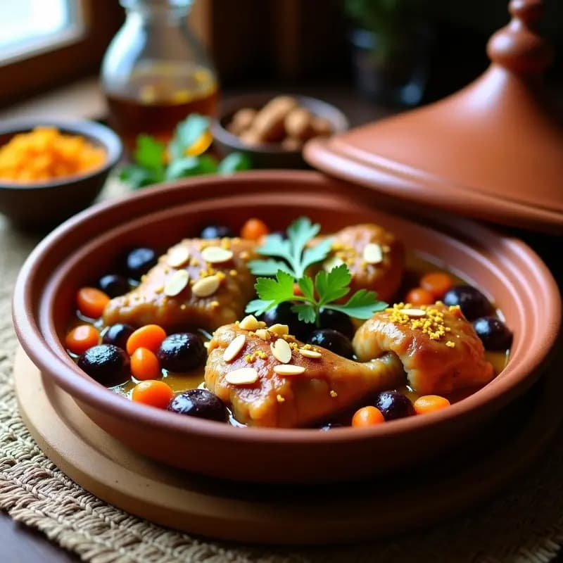 Tagine de Pollo con Ciruelas Pasas y Almendras: Receta Marroquí en Olla de Barro Antiinflamatoria
