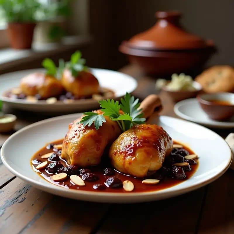 Tagine de Pollo y Ciruelas: Receta Marocí con Especias Dulces y Aromáticas en Olla