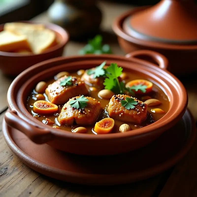 Tagine de Pollo con Higos y Almendras: Receta Marocí Tradicional en Olla de Barro