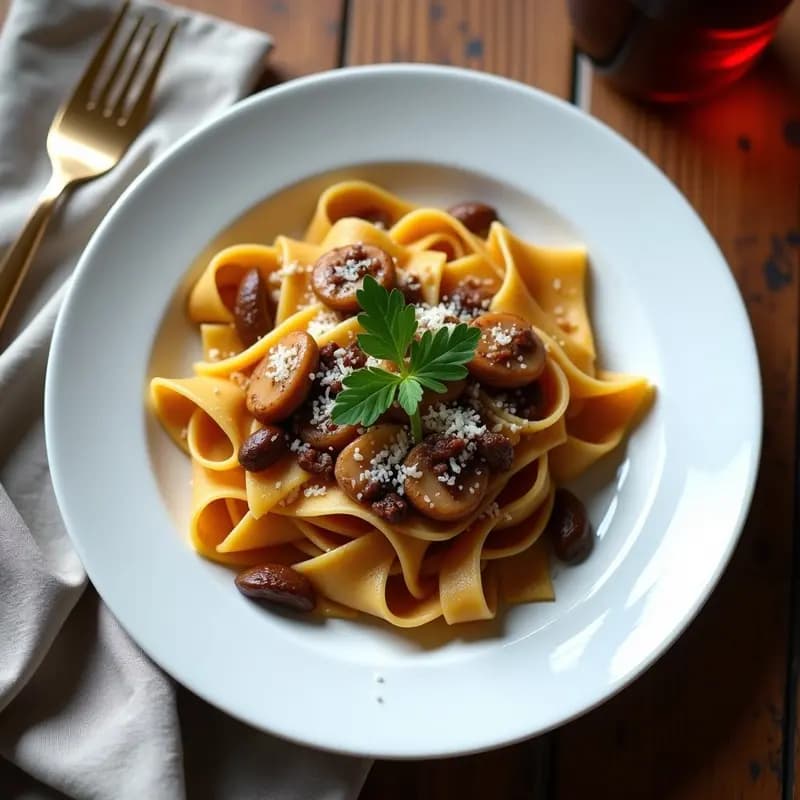 Tagliatelle de Lentejas con Salsa de Champiñones y Trufa: Receta Italo-Francesa Sin Gluten