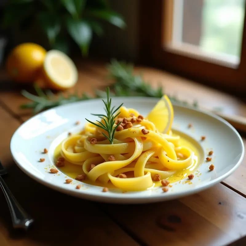 Tagliatelle al Limone con Azafrán y Piñones: Receta Italiana con Toque Cítrico