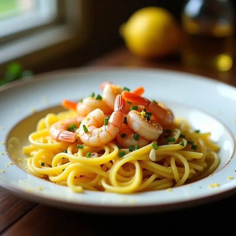Tagliatelle al Limone con Gambas y Azafrán: Receta Italiana Cremosa y Ácida en 15 Minutos