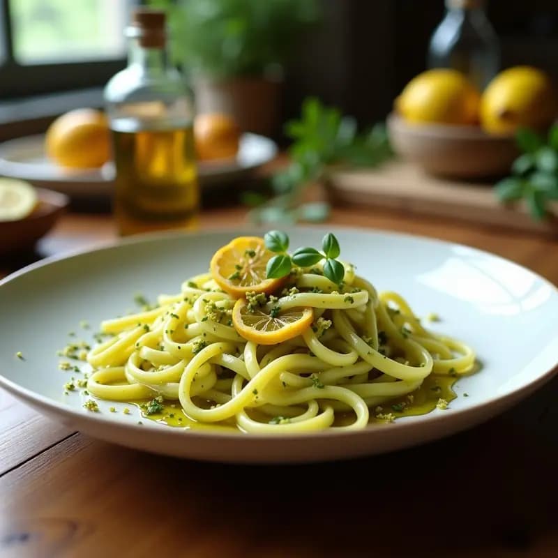 Tagliatelle al Pistacho y Limón Confitado: Receta Italiana Gourmet Sin Lácteos