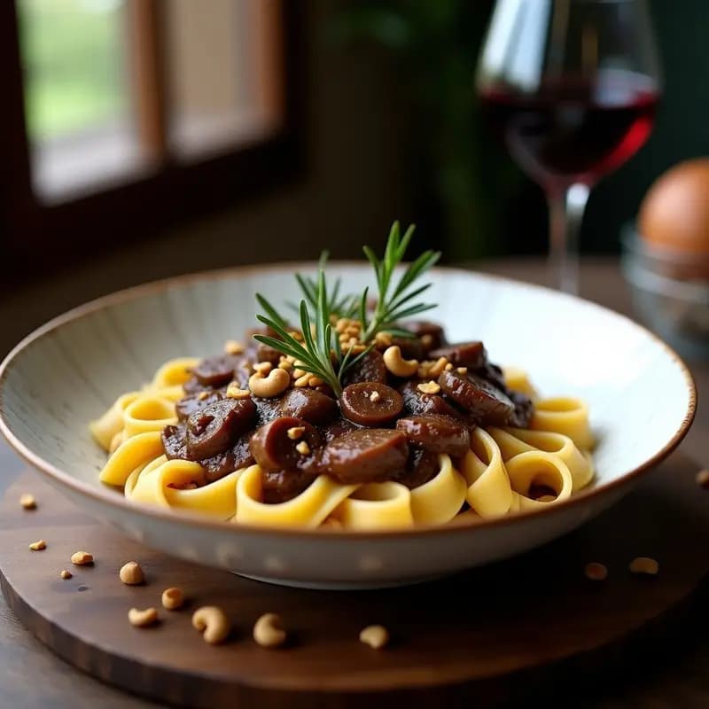 Tagliatelle al Ragù de Hongos Portobello: Receta Italiana Vegana y Alta en Umami