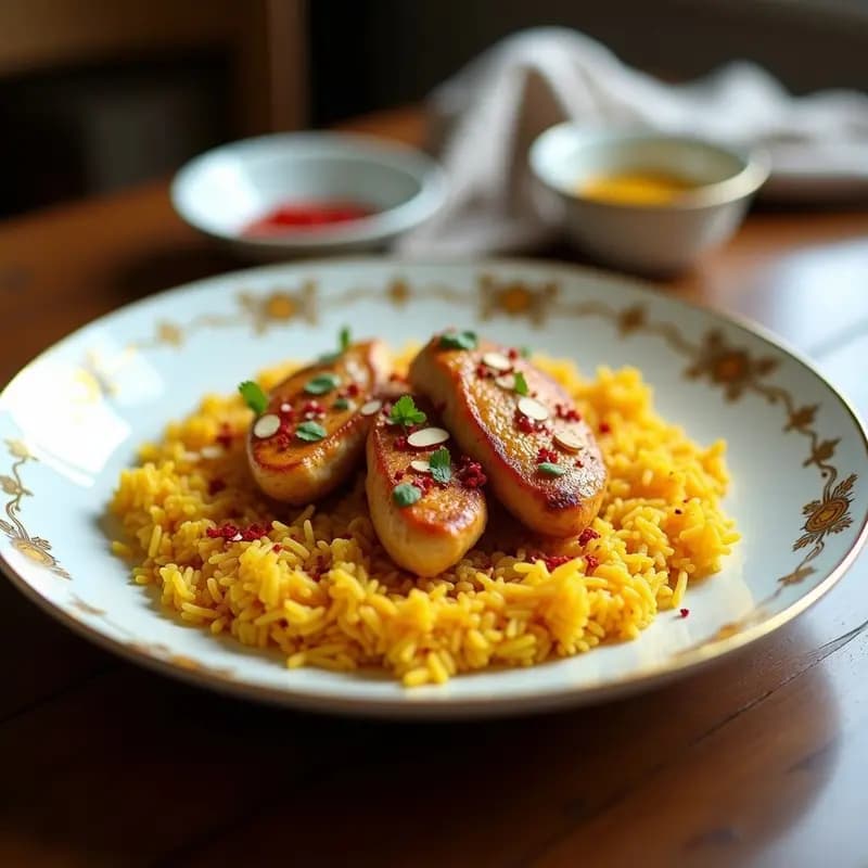 Tah Dig Persa con Azafrán y Pollo: Arroz Crujiente Iraní en Olla
