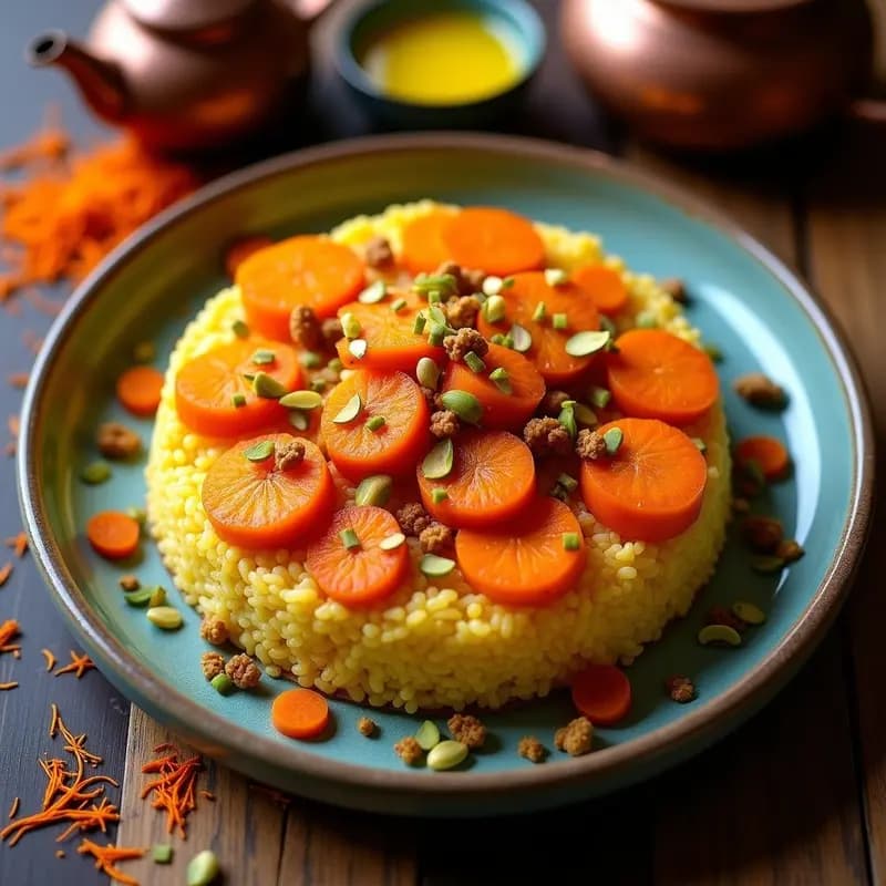 Tahdig de Azafrán y Zanahoria: Arroz Persa Crujiente con Toque Dulce en Sartén