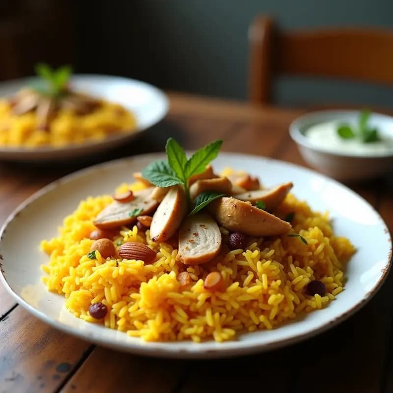 Tahdig Persa de Arroz Dorado con Azafrán y Pollo: Plato de Celebración