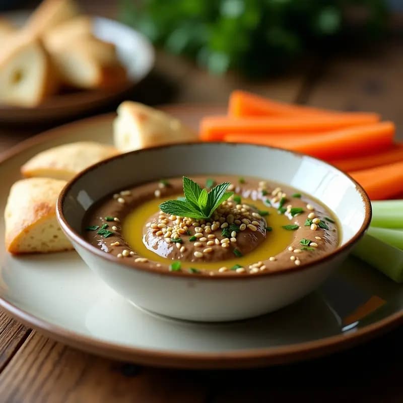 Tahini de Ajo Negro y Berenjena Asada: Dip Libanés Gourmet para Aperitivos