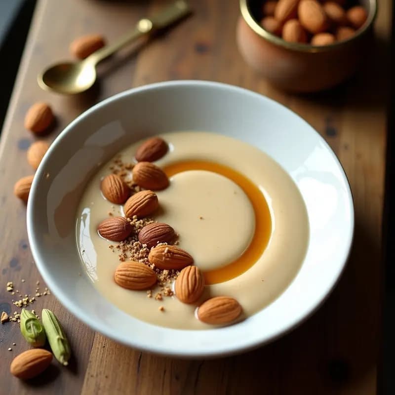 Tahini de Almendras y Cardamomo: Postre Árabe Sin Azúcar con Sirope de Dátiles