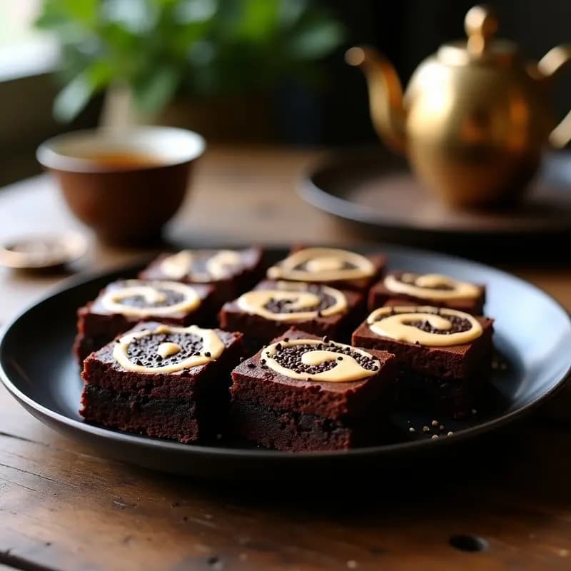 Tahini Swirl Brownies de Chocolate Negro: Postre de Oriente Medio Sin Harina