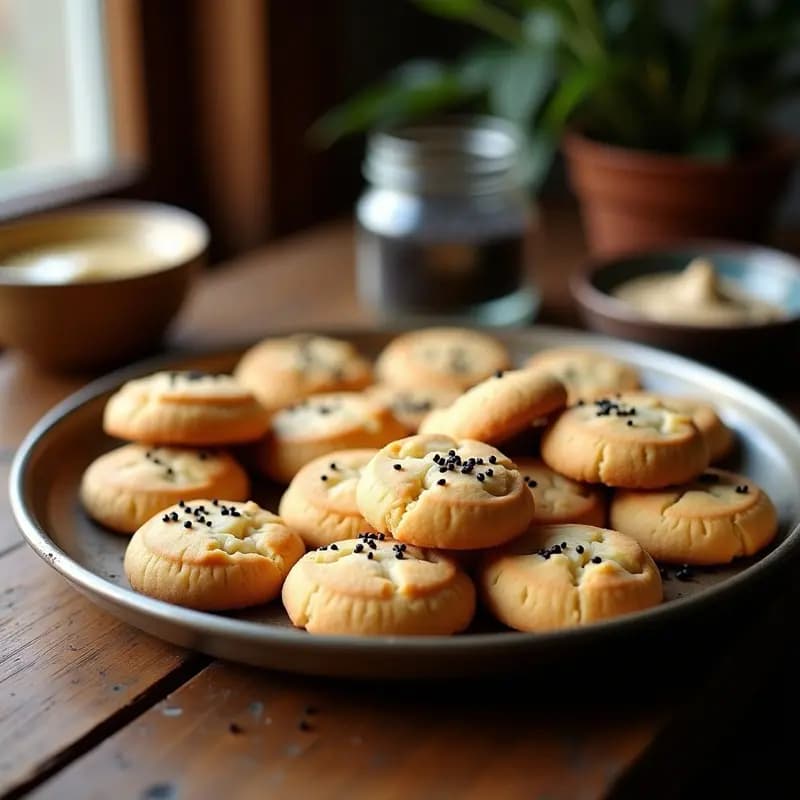Tahini Cookies con trozos de Halva y Sésamo Negro: Galletas Judías Sin Harina