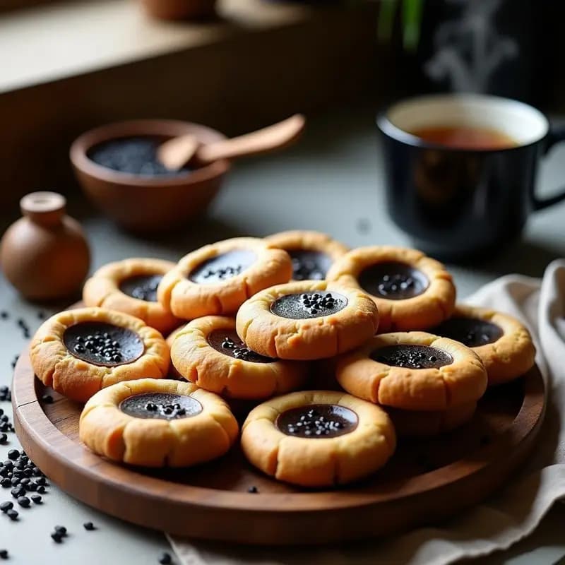 Tahini Cookies de Sésamo Negro: Galletas Orientales Keto y Sin Azúcar