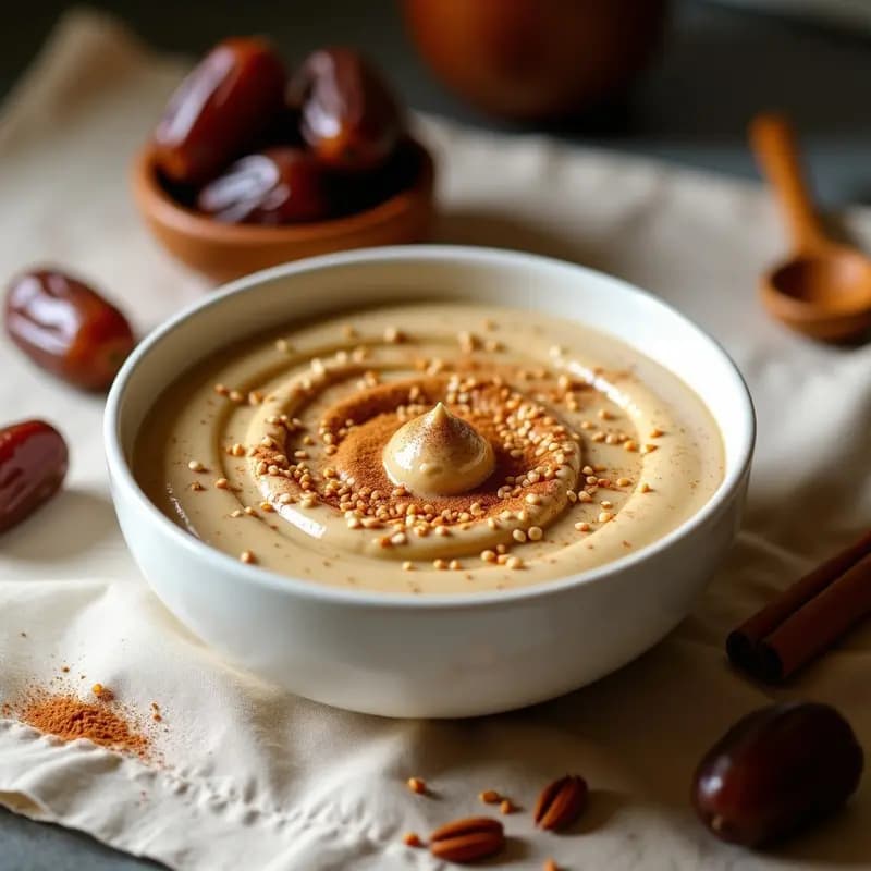 Tahini con Dátiles y Canela: Postre Árabe Sin Cocinar y Alta en Energía